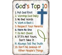 KOPUTE 10 Commandments For Kids Christian Wall Decor,Religious Wall Decor,Kids Wall Decor, Room Rules Sign For Home Bar Kitchen Coffee Man Cave Garage Wall Decor Art Tin Sign 5.5x8 Inch