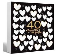 KOPUTE 40 Reasons Why We Love You Wooden Block Sign,40th Birthday Decorative Wood Box Sign Desk Décor,40th Birthday Gifts,Great 40th Anniversary or 40th Birthday Party Decoration 7 x 7 Inches