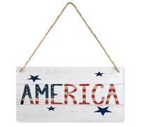 KOPUTE 4th of July Decor - Patriotic Decorations for The Home, Rustic American Patriotic Wood Sign Decor, Farmhouse Wooden Plaque Decor Office Decor Sign Rustic Home Decoration 10X16 inch