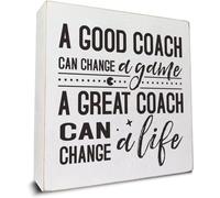 KOPUTE A Good Coach Can Change a Game Wooden Box Sign Desk Decor, Rustic Coach Wood Box Sign for Home Office Shelf Table Decoration Coach Gift 7 x 7 Inches