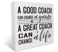 KOPUTE a Good Coach Can Change a Game Wooden Box Sign Desk Decor, Rustic Coach Wood Box Sign for Home Office Shelf Table Decoration Coach Gift 5 x 5 Inches