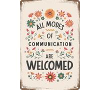 KOPUTE All Modes Of Communication Are Welcome Metal Tin Sign, Speech Room Decor Speech Language Pathologist,Home Bar Kitchen Coffee Man Cave Garage Wall Decor Art Tin Sign 5.5x8 Inch
