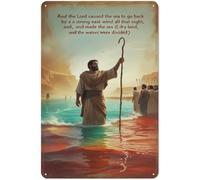 KOPUTE And The Lord Caused The Sea to Go Back by A Strong East Wind All That Night, And Made The Sea Dry Land,Home Bar Kitchen Coffee Man Cave Garage Wall Decor Art Tin Sign 8x12 Inch