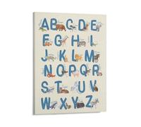 KOPUTE Animal Alphabet Learning Wall Art Poster, ABC Alphabet Educational Canvas Pictures Prints Home Decoration,Bedroom Art, Wall Decor Living Room, Wall Art, Frameless 12x16inch