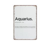 KOPUTE Aquarius Definition, Zodiac Poster Gift, Astrology Wall Decor, Gift For Aquarius,Zodiac Print,Zodiac Poster,Retro Metal Poster Wall Art Kitchen Garden Farm Home Decoration, 14X20cm