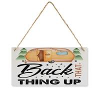 KOPUTE Back That Thing Up Camper Wood Sign Rustic Camping Wooden Sign Decorative Country Sign Plaque Farmhouse Wooden Plaque Decor Office Decor Sign Rustic Home Decoration 5X10 inch