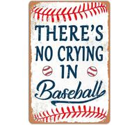 KOPUTE Baseball Tin Sign Vintage Baseball Wall Decor Baseball Sports Metal Signs There Is No Crying In Baseball Sign Home Bar Kitchen Coffee Man Cave Garage Wall Decor Art Tin Sign 5.5x8 Inch