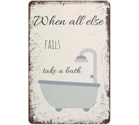 KOPUTE Bathroom Print When All Else Fails Take A Bath Wall Decor Bathroom Signs Retro Metal Tin Sign Take A Bath Retro Poster Home Bar Kitchen Coffee Man Cave Garage Wall Decor Art Tin Sign 8x12 Inch