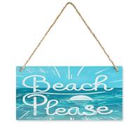 KOPUTE Beach Decor, Summer Beach Decorations for Home, Beach Please, Summer Decor, Beach Theme House Decor Wood Sign Farmhouse Wooden Plaque Decor Office Decor Sign Rustic Home Decoration 5X10 inch