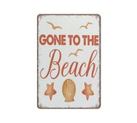 KOPUTE Beach Sign Beach House Decor Gone to The Beach Square Sign Decoration Coastal Sign Funny Metal Sign Poster for Kitchen Garden Bathroom Farm Home Coffee Decor Tin Sign,5.5x8 inches