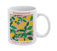KOPUTE Beautiful Sorrento Mug, Colorful Sorrento Italy Mug,Lemon Mug,Sorrento Art Print, White Mug,Funny Coffee Mug,The Best Gift for Colleagues,Parents,And Grandparents,110z Men And Women
