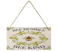 KOPUTE Bee Humble Bee Kind Bee Decor Lemon Decor Wooden Sign Farmhouse Wooden Plaque Decor Office Decor Sign Rustic Home Decoration 6X12 inch