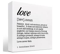 KOPUTE Bible Verse 1 Corinthians 13:4-8 Love Never Fails Wood Box Sign Decor Desk Sign,Inspirational Christian Wooden Box Block Sign for Home Office Shelf Table Decor 5 x 5 Inches
