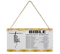 KOPUTE Bible Verse Emergency Numbers Wooden Plaque- Faith Wooden Plaque - Christian Wooden Plaque- Farmhouse Wooden Plaque Decor Office Decor Sign Rustic Home Decoration 10X16 inch