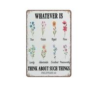 KOPUTE Bible Verse Sign Christian Home Decor Philippians 4:8 Scriptures Sign Funny Metal Sign Poster Wall Art for Kitchen Garden Bathroom Farm Home Coffee Decor Tin Sign,12x16 inches