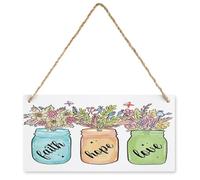 KOPUTE Bible Verse Wood Sign Decor Faith Hope Love Flower Christian Wood Signs Religious Wood Plaque Signs Decor Farmhouse Wooden Plaque Decor Office Decor Sign Rustic Home Decoration 6X12 inch