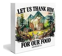 KOPUTE Bible Verse Wooden Box Sign Christian Home Decor Genesis 9:3 Scriptures Wood Sign Desk Decoration Deer Hunting Wood Block Plaque Box Sign for Shelf Home 5 x 5 Inches