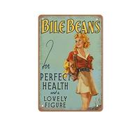 KOPUTE Bile Beans for Perfect Health And A Lovely Figure Vintage Style Metal Advertising Wall Plaque Sign,Vintage Style Wall Decor Gift for Mom, Dad, Friends Tin Sign 30 x 40cm