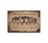 KOPUTE Black Women God Says You Are tin sign, Black Woman tin sign, African American Art, Black Woman Pride, Black Girl Wall Art, Retro style, farmhouse, bar, garage, tin sign 14X20cm