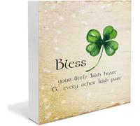 KOPUTE Bless Your Little Irish Heart & Every Other Irish Part Ireland Quote Art Printable Gift for Your Favorite Irish Lover!Funny Bathroom Sign Bathroom Decor Desk Decor Wooden Box Sign 5 x 5 Inches