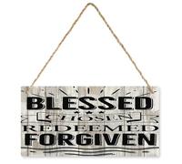 KOPUTE Blessed Chosen Redeemed Forgiven Rustic Wood Sign Decor Farmhouse Wooden Plaque Decor Office Decor Sign Rustic Home Decoration 10X16 inch