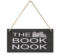 KOPUTE Book Corner Decor Black Wood Sign, Reading Nook Library Decor, Reading Corner Decor for Classroom, Farmhouse Wooden Plaque Decor Office Decor Sign Rustic Home Decoration 5X10 inch