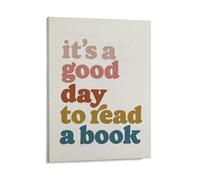 KOPUTE Book Reading Wall Art Poster, Reading Nook Corner Decor,It's A Good Day to Read A Book Bookish Canvas Home Decoration,Bedroom Art, Wall Decor Living Room, Wall Art, Frameless 12x16inch