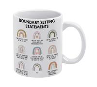 KOPUTE Boundaries Print, Psychology Art, Therapy Office Mug, Counselor Office, Funny Coffee Mug,A Happy Cup for Children,The Best Gift for Colleagues,Parents,And Grandparents,110z Men And Women