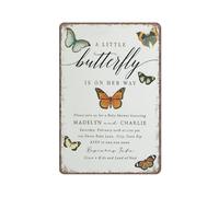 KOPUTE Butterfly Spring Happy Spring Sign Decor Rustic Farmhouse Spring Sign Funny Metal Sign Poster Wall Art for Kitchen Garden Bathroom Farm Home Coffee Decor Tin Sign,12x16 inches