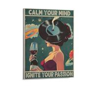 KOPUTE Calm Your Mind Canvas Poster, Ignite Your Passion Wall Art Picture, Retro Music And Cosmic Decor Print,Home Decoration,Bedroom Art, Wall Decor Living Room, Wall Art, Frameless 8x10inch
