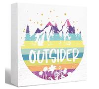 KOPUTE Camping Decor Funny Camping Sign Rustic Colorful Outsider Wood Block Sign Home RV Camper Decor,Camper for Inside,Camping Gifts 5 x 5 Inches