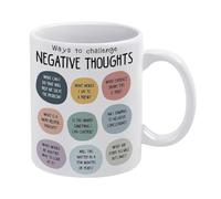 KOPUTE Challenging Negative Thoughts Mug, Cognitive Behavioral Therapy, CBT Mug,Funny Coffee Mug,A Happy Cup for Children,The Best Gift for Colleagues,Parents,And Grandparents,110z Men And Women