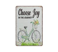 KOPUTE Choose Joy in The Journey Bicycle tin sign Spring Tin Sign Spring Art Funny Metal Sign Poster Wall Art for Kitchen Garden Bathroom Farm Home Coffee Decor Tin Sign,12x16 inches