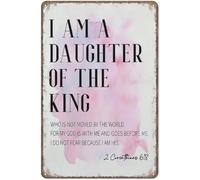 KOPUTE Christian Bible Verse tin Sign, I Am A Daughter of The King Sign, 2 Corinthians 6:18 Scripture, Home Bar Kitchen Coffee Man Cave Garage Wall Decor Art Tin Sign 5.5x8 Inch