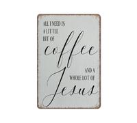 KOPUTE Christian Coffee Table Decor Rustic Decor Coffee Station Accessories Coffee Bar Sign Funny Metal Sign Poster Wall Art for Kitchen Garden Bathroom Farm Home Coffee Decor Tin Sign,12x16 inches