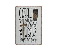 KOPUTE Christian Coffee Table Decor Rustic Decor Station Accessories Coffee Bar Sign Funny Metal Sign Poster Wall Art for Kitchen Garden Bathroom Farm Home Coffee Decor Tin Sign,8x12 inches