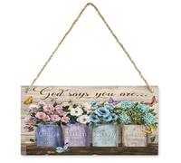 KOPUTE Christian Flower Wall Art Farmhouse Flowers Wall Decor Scripture Bible Verses Painting,Farmhouse Wooden Plaque Decor Office Decor Sign Rustic Home Decoration 10X16 inch