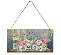 KOPUTE Christian Flower Wall Art Farmhouse Jesus Flowers Wall Decor Scripture Bible Verses Farmhouse Wooden Plaque Decor Office Decor Sign Rustic Home Decoration 6X12 inch