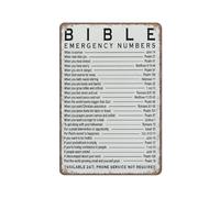 KOPUTE Christian tin sign Decor, Bible Emergency Numbers,Scripture Bible Verse Funny Metal Sign Poster Wall Art for Kitchen Garden Bathroom Farm Home Coffee Decor Tin Sign,5.5x8 inches