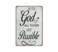 KOPUTE Christian tin sign Decor Vintage with God All Things Are Possible tin signs for Home Funny Metal Sign Poster Wall Art for Kitchen Garden Bathroom Farm Home Coffee Decor Tin Sign,5.5x8 inches