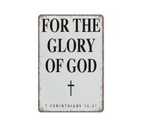 KOPUTE Christian Tin Sign, for The Glory of God,Religious Decor Scripture Bible Verse Funny Metal Sign Poster Wall Art for Kitchen Garden Bathroom Farm Home Coffee Decor Tin Sign,5.5x8 inches
