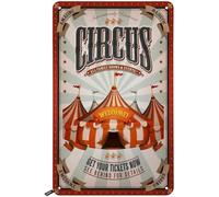 KOPUTE Circus Tin Signs,Welcome Get Your Tickets Now Poster Vintage Metal Tin Sign for Home Bar Kitchen Coffee Man Cave Garage Wall Decor Art Tin Sign 12x16 Inch