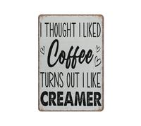 KOPUTE Coffee Decorative tin sign Rustic I Thought I Liked Coffee tin sign Decor Funny Metal Sign Poster Wall Art for Kitchen Garden Bathroom Farm Home Coffee Decor Tin Sign,5.5x8 inches