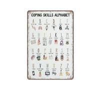KOPUTE Coping skills alphabet print, Self Care Checklist, calm down corner, mindfulness poster, mental health poster, Retro Metal Poster Wall Art Kitchen Garden Farm Home Decoration,tin sign 30X40cm