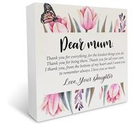 KOPUTE Country Floral Mom Wood Box Sign Rustic Dear Mum Thank You for Everything Wooden Box Sign Decorative Sign Block Plaque for Home Bedroom Desk Decor 7 x 7 Inches