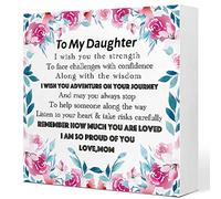 KOPUTE Daguhter Gift From Mom,Birthday Graduation Gift for Daughter,Remember How Much You Are Loved Wood Plaque Sign Wood Block Sign Desk Decor for Dorm Shelf Table Decor 5 x 5 Inches