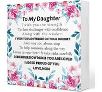 KOPUTE Daguhter Gift From Mom,Birthday Graduation Gift for Daughter,Remember How Much You Are Loved Wood Plaque Sign Wood Block Sign Desk Decor for Daugher Home Office Dorm 7 x 7 Inches