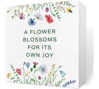 KOPUTE Designs Rustic Flower Bloom Spring Floral Home Office Desk Decor Wood Box Sign Farmhouse Cubicle Shelf Wall Art Decor A Flower Blossoms For Its Own Joy 7 x 7 Inches