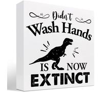 KOPUTE Didn't Wash Hands is Now Extinct Wood Box Sign Decor Desk Sign,Humorous Bathroom Reminder Wooden Box Block Sign for Home Office Restroom Toilet Shelf Table Decor 5 x 5 Inches
