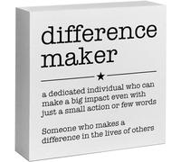 KOPUTE Difference Maker Wooden Box Sign - Motivational Decor for Home and Office Appreciation and Positive Affirmations Leaders Coaches Teachers and more 5 x 5 Inches